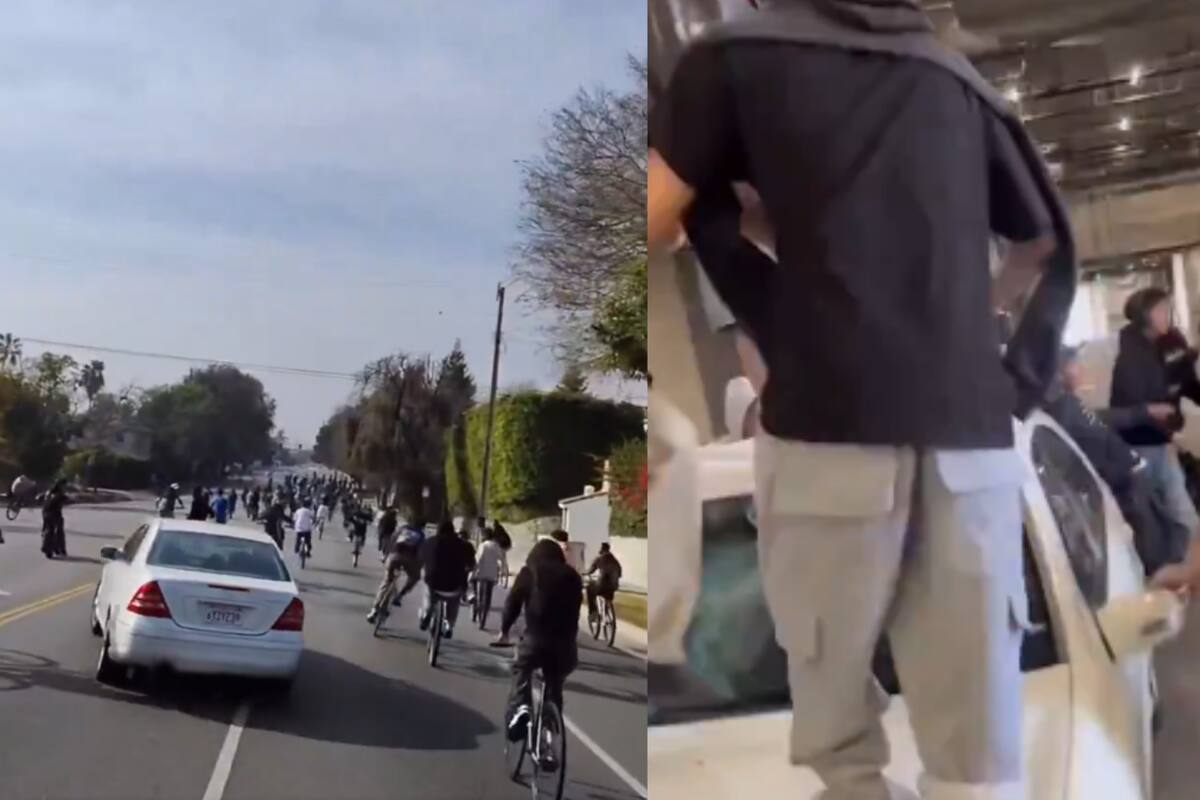 Conductor intenta atropellar a ciclistas en Los Ángeles; ellos responden con violencia