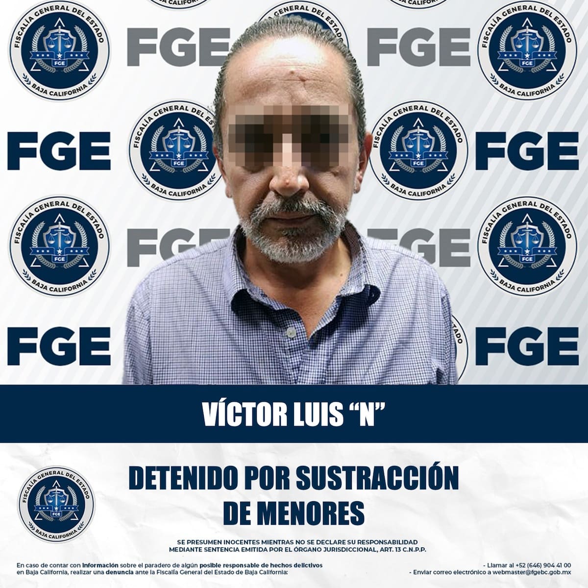 Víctor Luis “N” quedó en prisión preventiva por sustracción de menores, tras ser localizado con su hijo de 9 años, quien contaba con una Alerta Amber en Tijuana. Foto: Cortesía