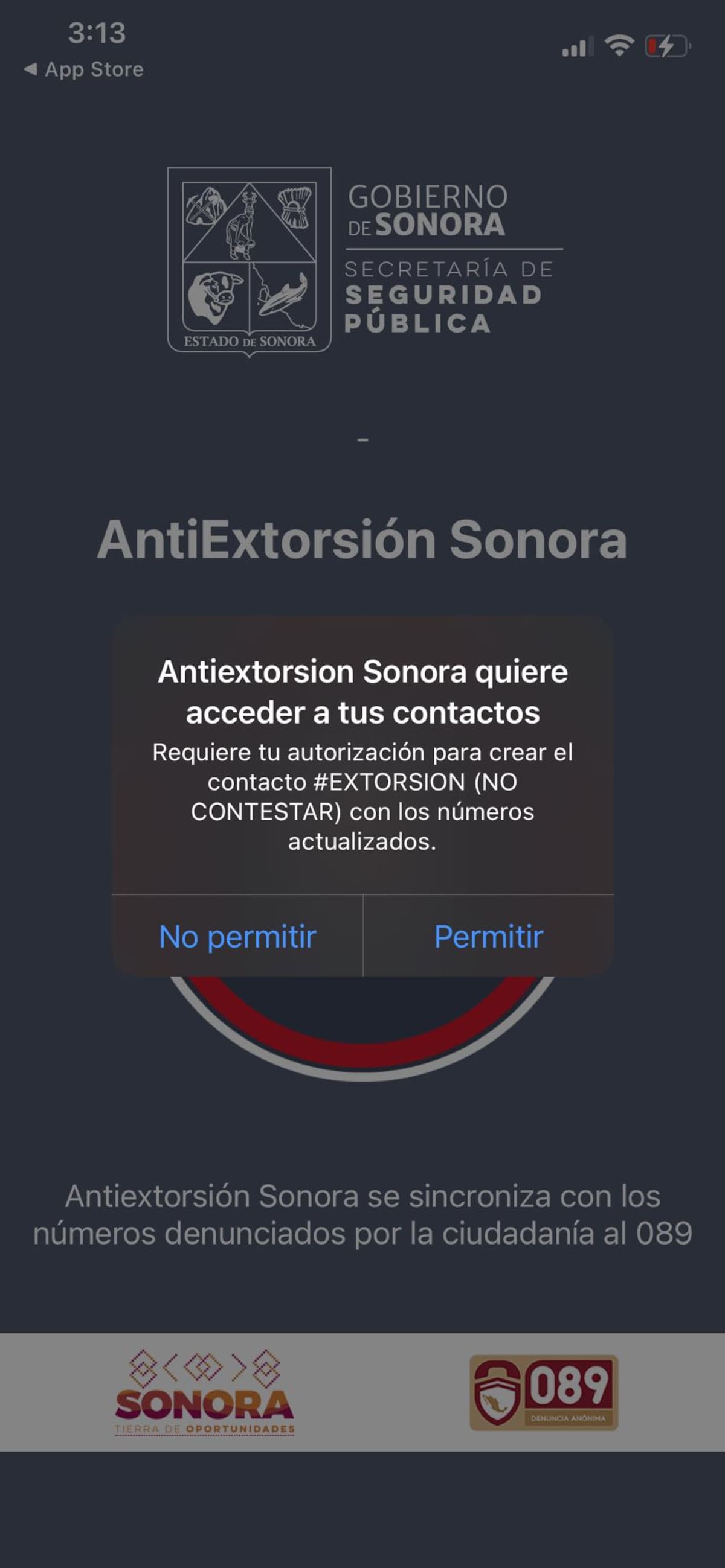 Antiextorsión Sonora: permitir el acceso a tus contactos