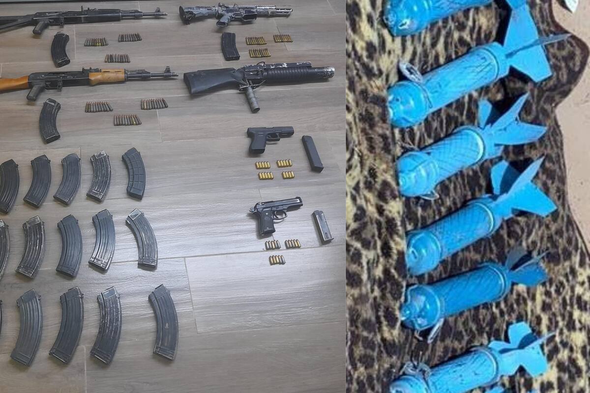 Aseguran lanzagranadas artesanal con explosivos y otros artefactos bélicos en municipio de Caborca