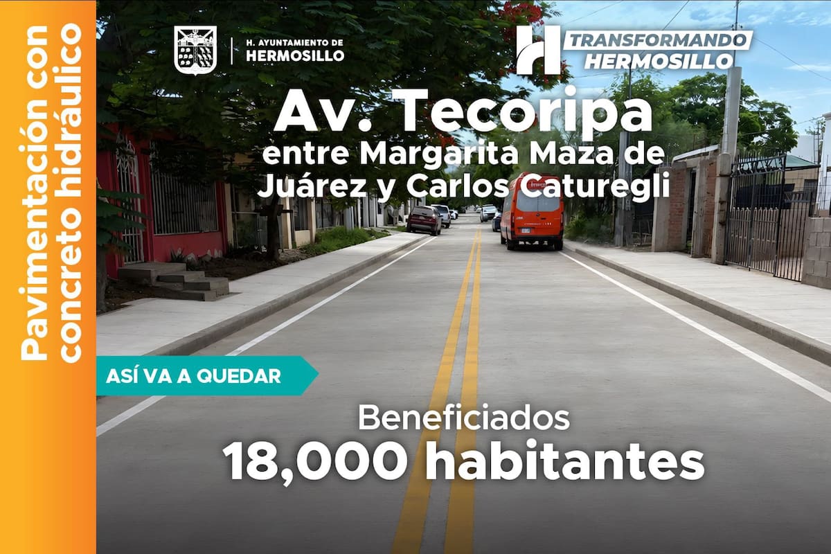 La rehabilitación de la calle Tecoripa incluirá nuevas tuberías de agua potable y drenaje, concreto hidráulico, banquetas y guarniciones.