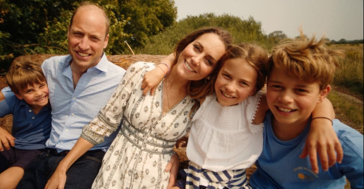 Kate Middleton, su esposo, el príncipe William, y sus hijos George, Charlotte, y Louis. FOTO: Captura de Pantalla