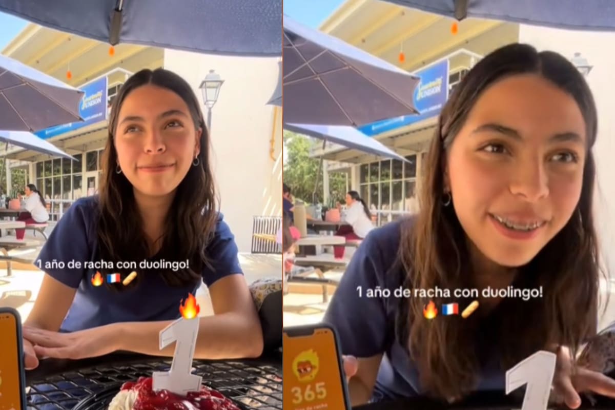 Mujer celebra un año de “racha” con Duolingo en TikTok