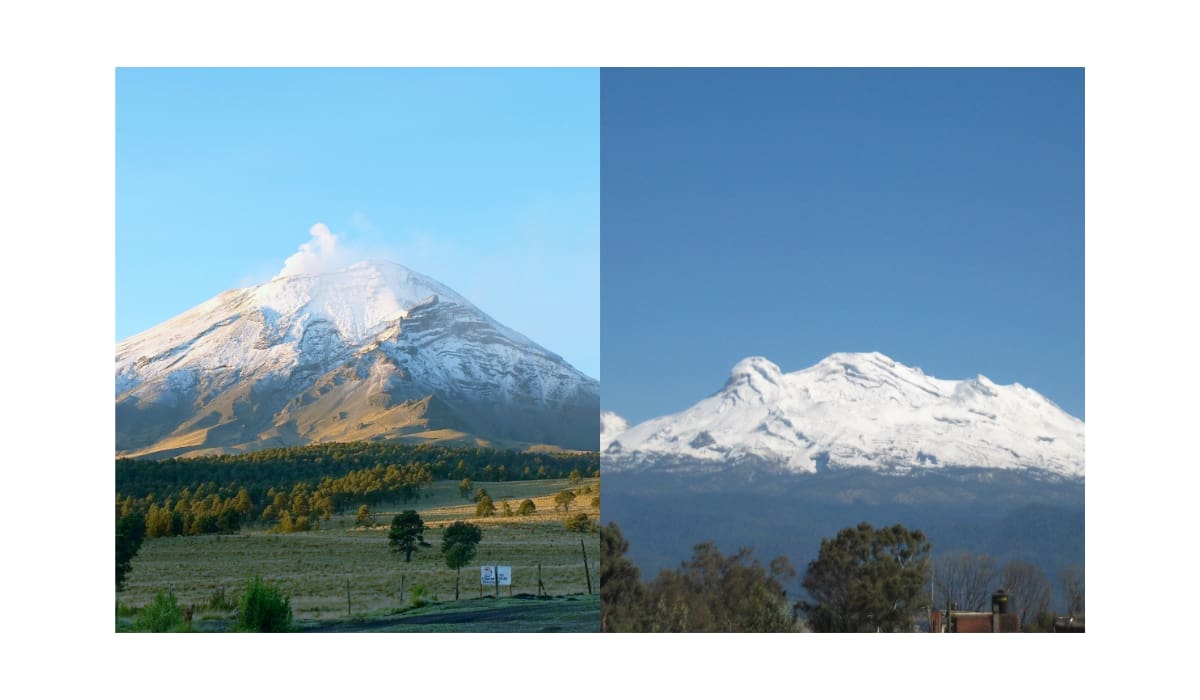 Imagen tomada de Wikipedia: el Popocatépetl y el Iztaccíhuatl.