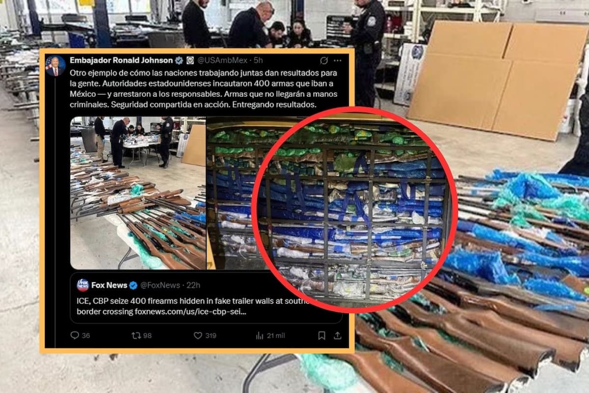 Estados Unidos incauta en Texas arsenal de 400 armas que se dirigían a México; embajador estadounidense celebra operativo exitoso