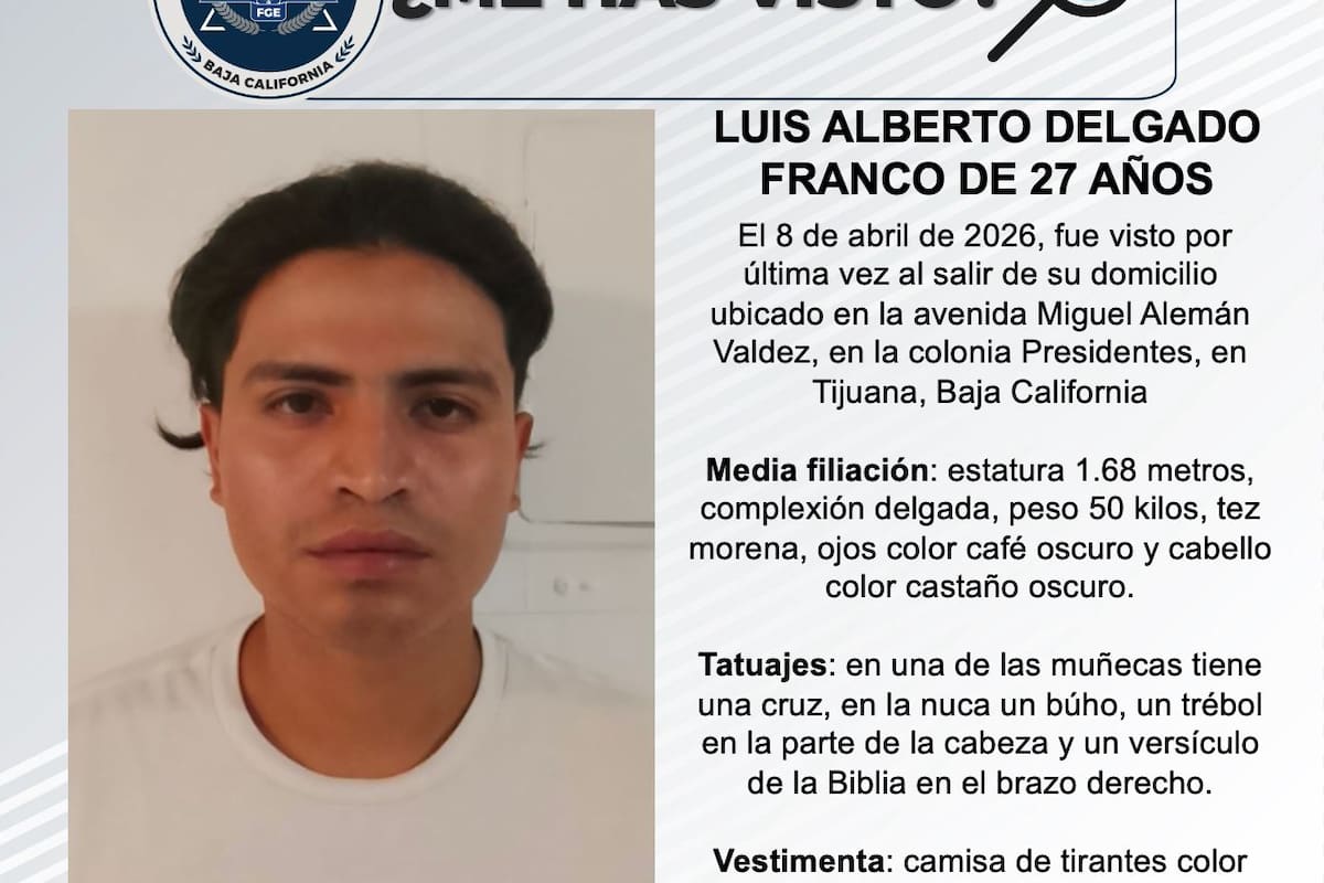 Se busca a Luis Alberto Delgado Franco de 27 años