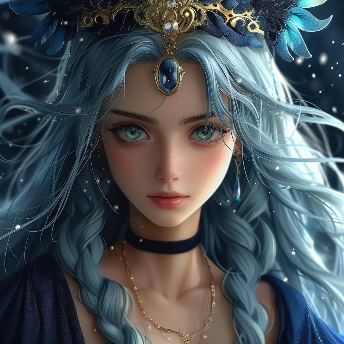 Hilda de Polaris emerge con elegancia, sus tonos fríos y cabello blanco y azul la destacan como la sacerdotisa de Odín.