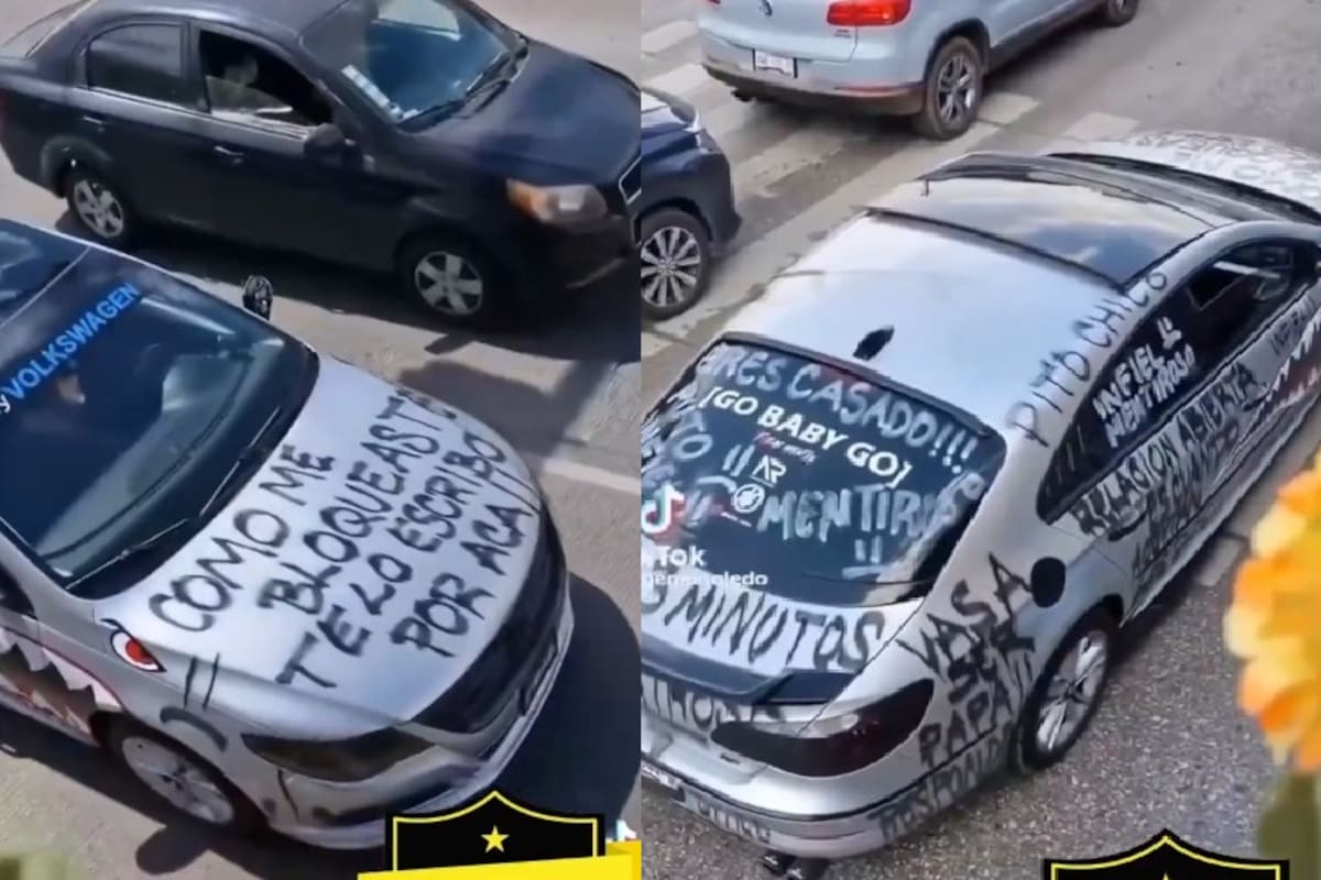 “Le rayaron el auto por infiel”: Captan en Puebla a joven exhibido tras traicionar a su pareja