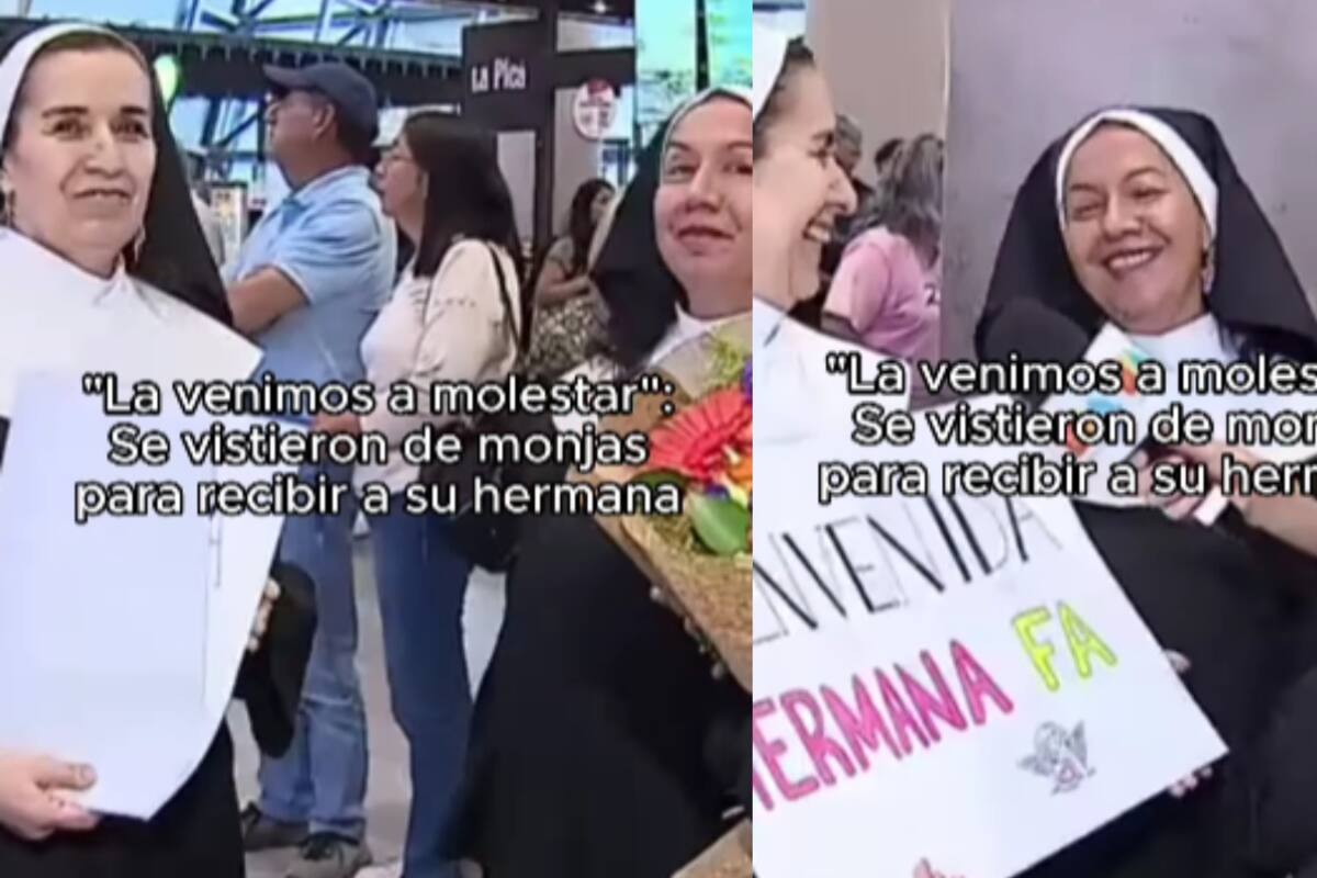 Hermanas se disfrazan de monjas para recibir a su hermana en el aeropuerto y causan sensación