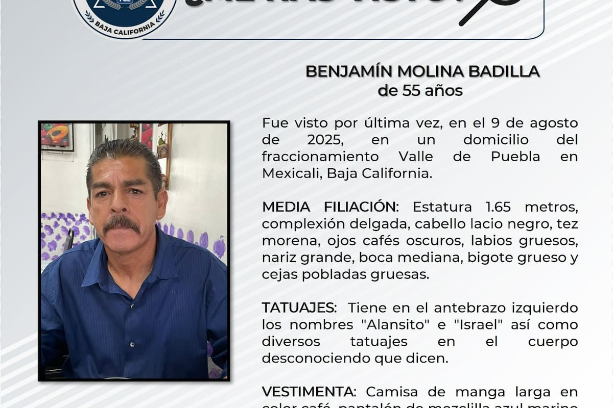 Se solicita ayuda para localizar a Benjamín Molina Badilla