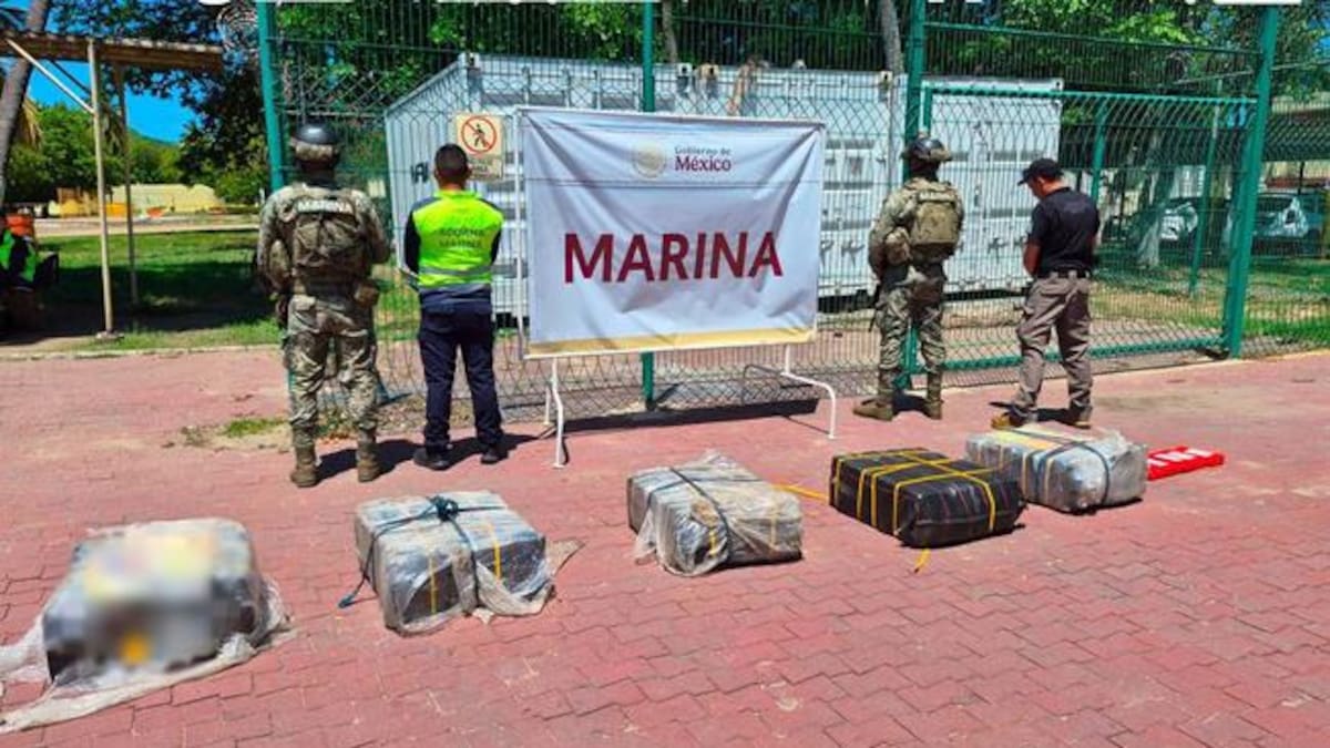 Marina asegura 270 kilos de cocaína en Manzanillo tras hallar 268 paquetes dentro de un contenedor durante la descarga de un buque; dos hombres en condición migratoria irregular fueron detenidos