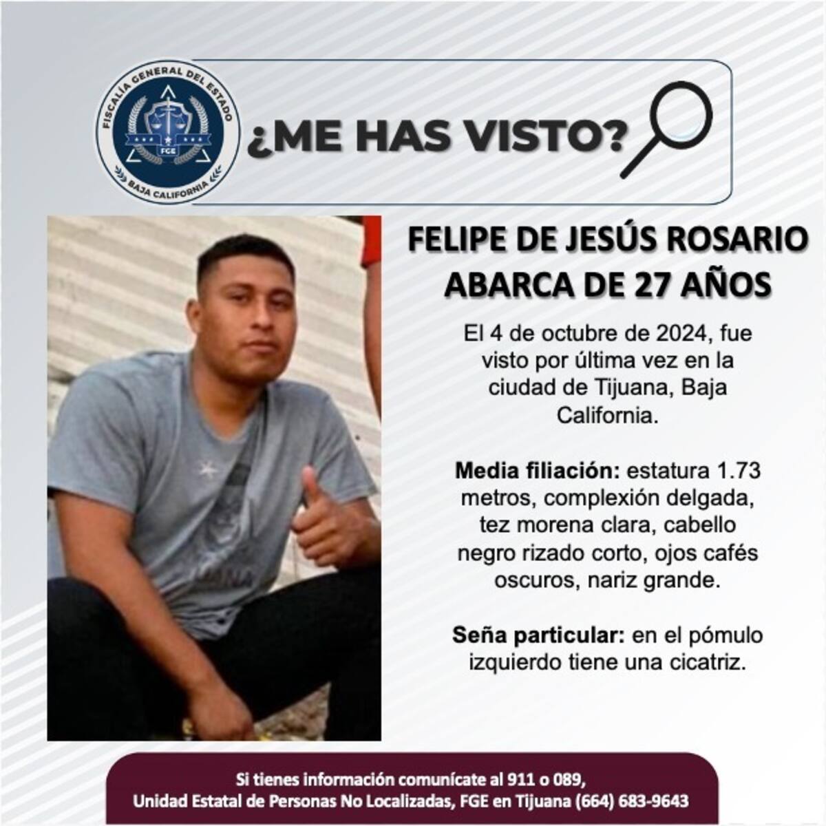 Felipe de Jesús Rosario Abarca fue visto por última vez el 4 de octubre de 2022.
