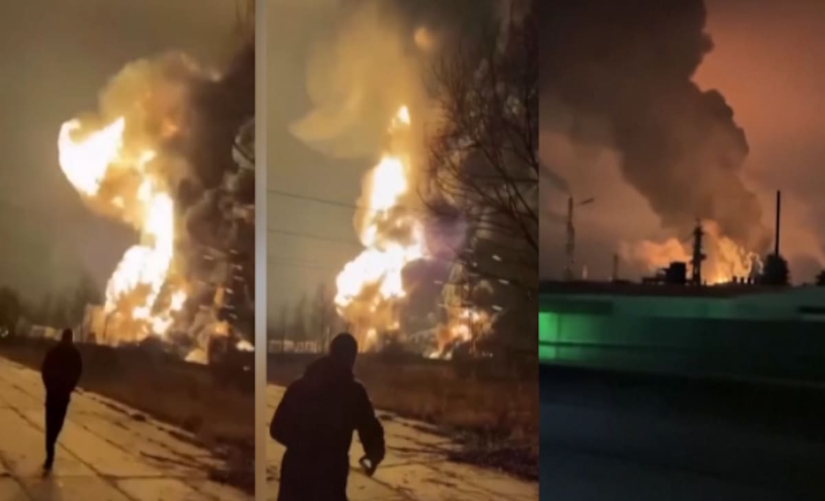 Enorme explosión tras ataque en refinería de petróleo rusa. / BBC.