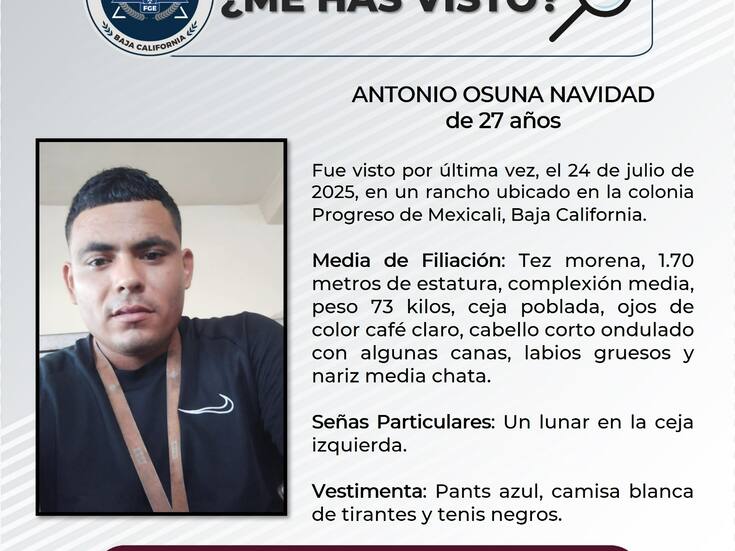 Buscan a Antonio Osuna Navidad