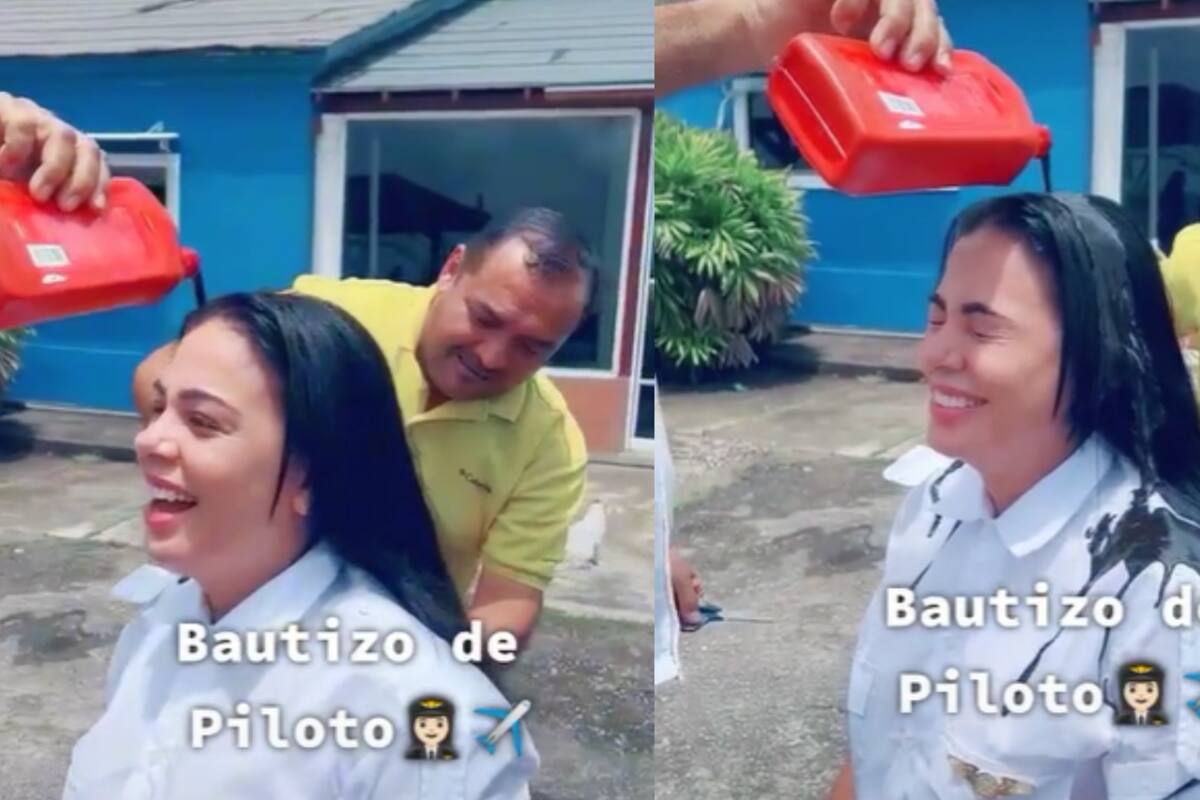 VIDEO: Mujer se gradúa como piloto y lo celebran bañándola con aceite de avión