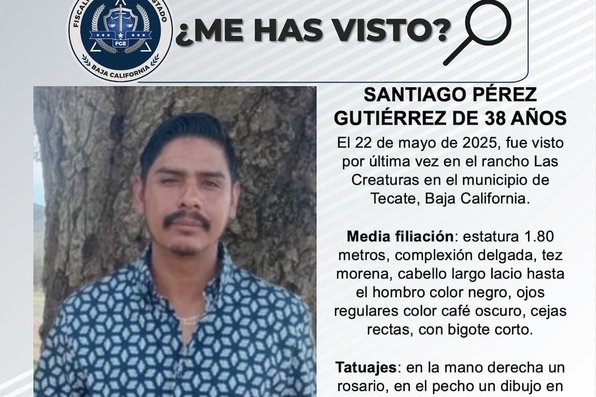 Se busca a Santiago Pérez Gutiérrez de 38 años de edad