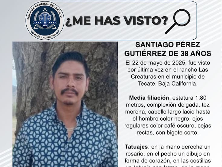 Se busca a Santiago Pérez Gutiérrez de 38 años de edad