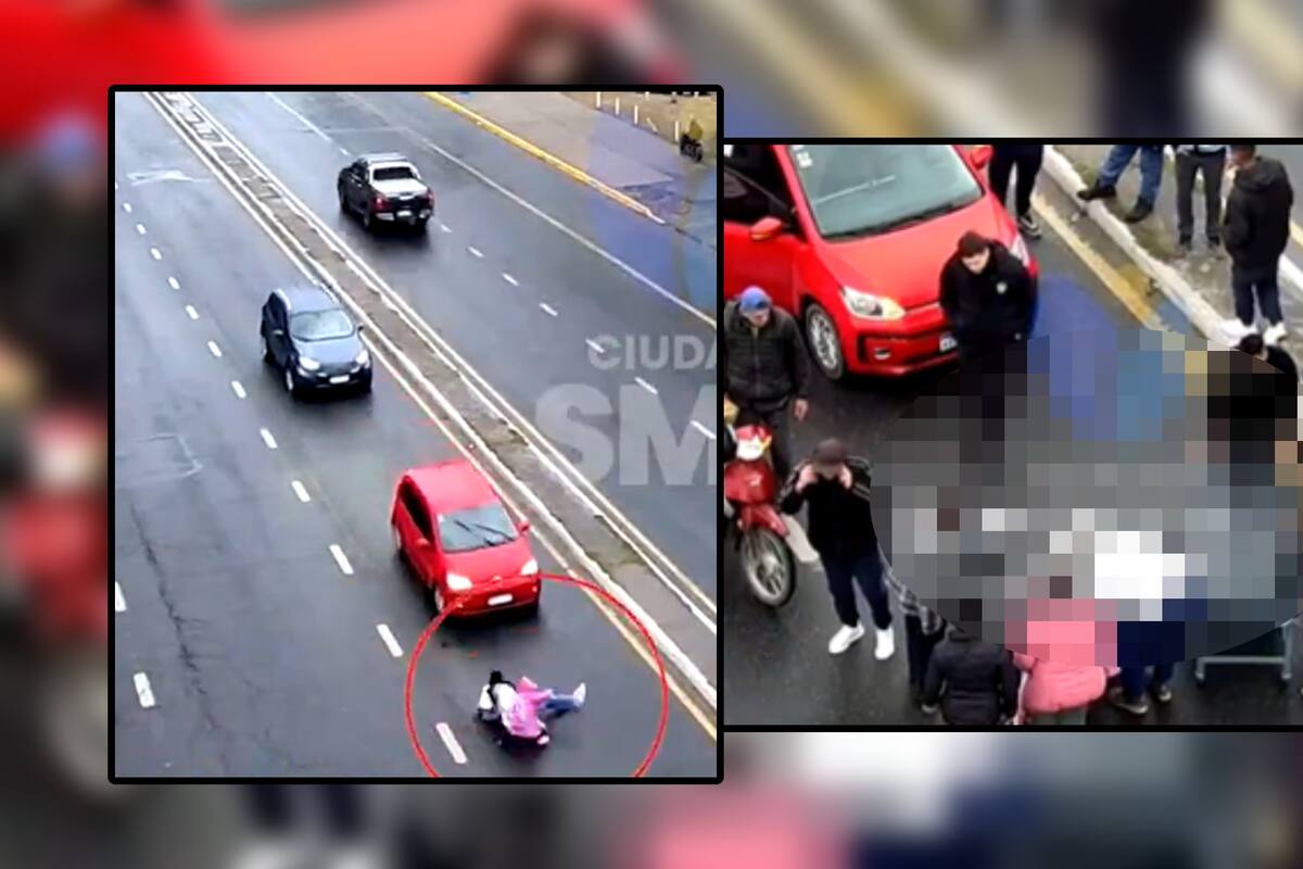 VIDEO: Momento en que niña y su madre son brutalmente atropelladas al resbalar en media calle