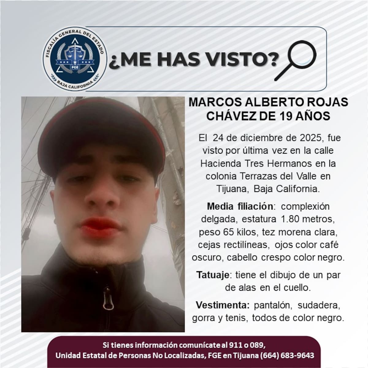 Fue visto por última vez el 24 de diciembre de 2025.