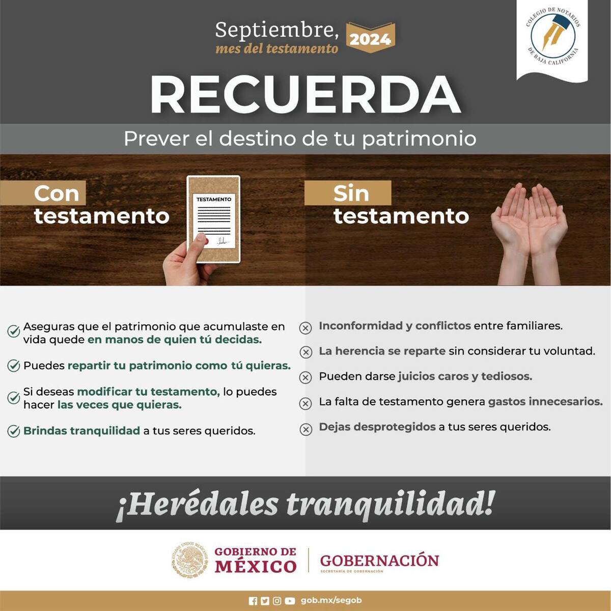Septiembre mes del testamento.