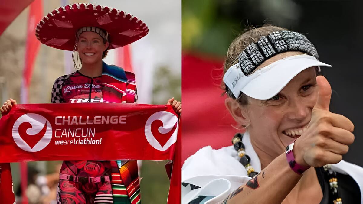 Las atletas Ellie Salthouse (izquierda) y Maja Stage Nielsen (derecha) usando la banda Omnius, del mexicano Tavo Cadena.