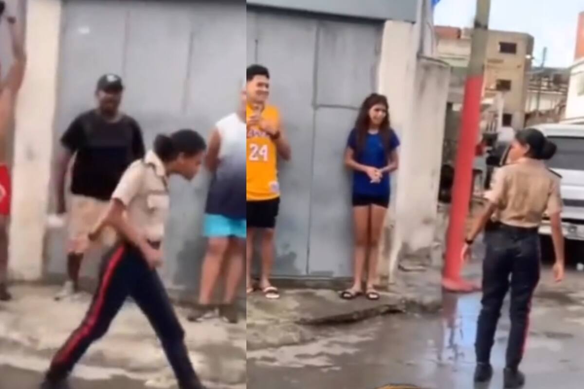 Grupo de amigos le echa agua a una mujer policía que pasaba por la calle y se los llevan presos