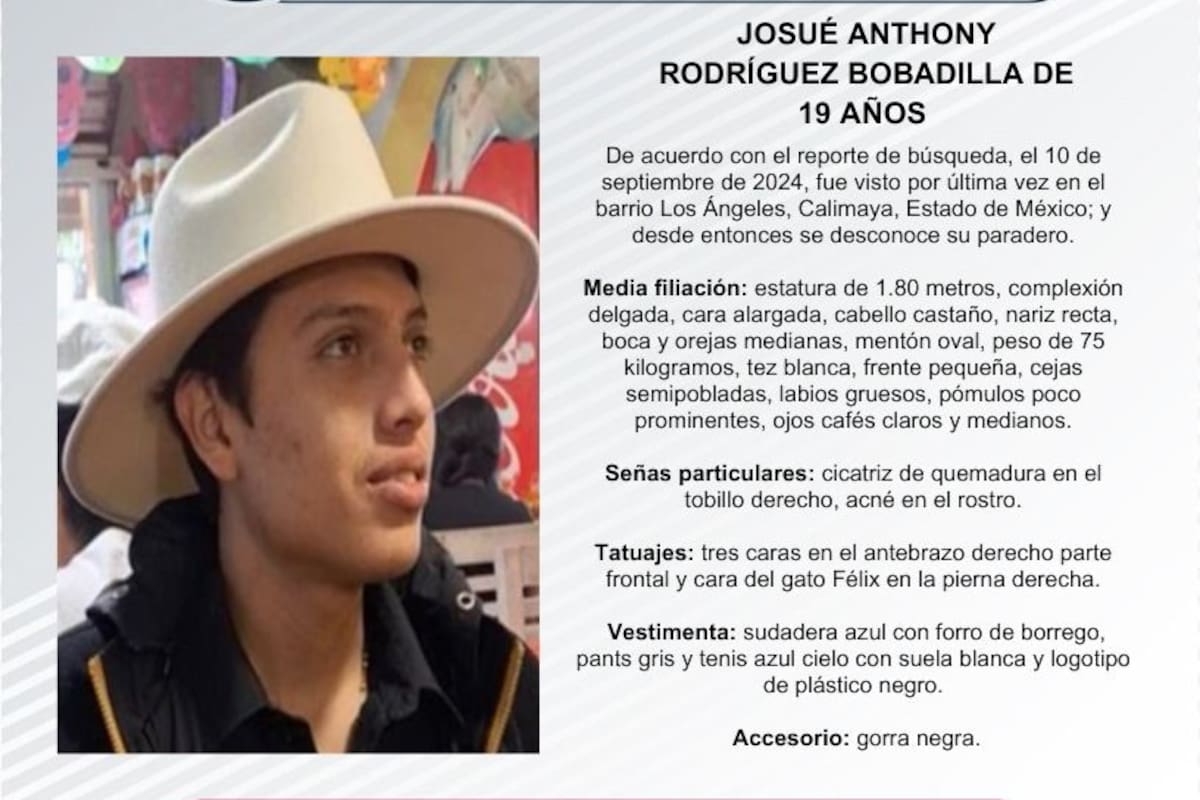 Se busca a Josué Anthony Rodríguez Bobadilla de 19 años