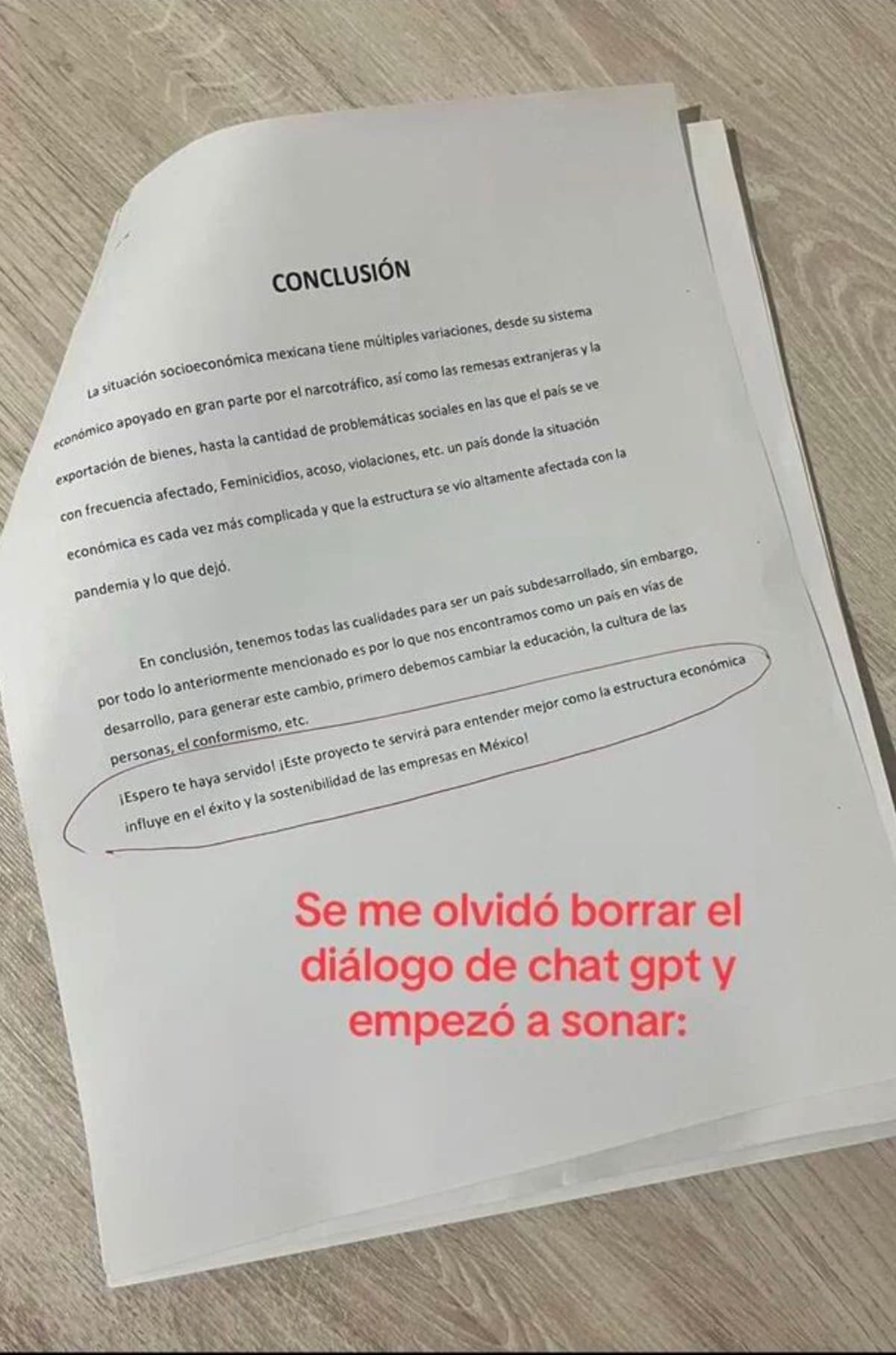Sólo copió y pegó el texto que Chat GPT le brindó, y su maestro se dio cuenta.