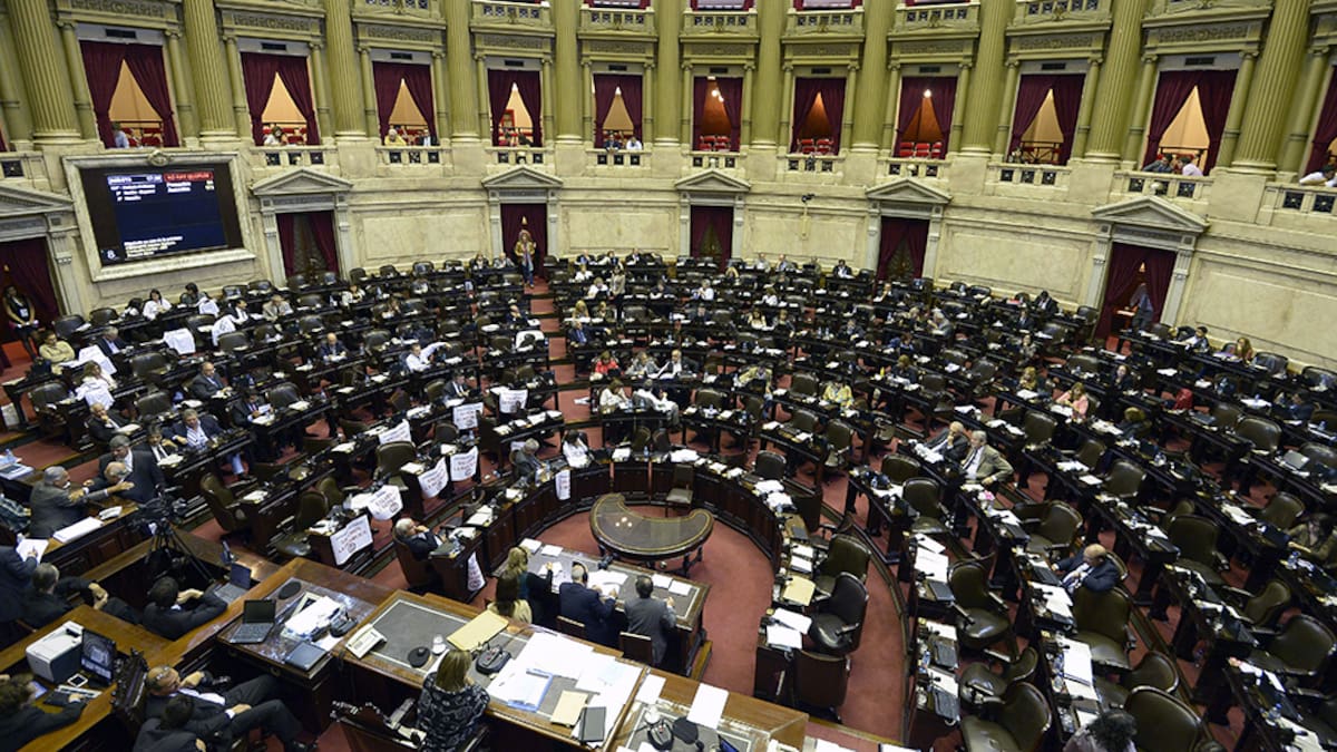 General view inside the Congress at the time that the Chamber of Deputies is to vote two of six controversial judicial reforms proposed by Argentina's President Cristina Fernandez de Kirchner, in Buenos Aires, on April 24, 2013. AFP PHOTO / JUAN MABROMATA (Photo credit should read JUAN MABROMATA/AFP via Getty Images)