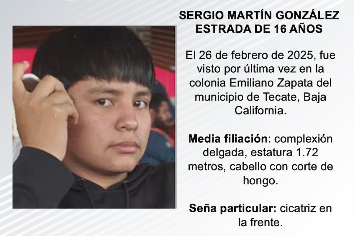 Se busca a Sergio Martín González Estrada de 16 años