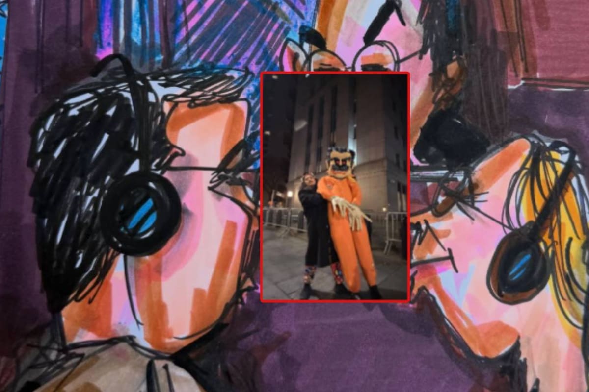 Jorge Torrealba, el caricaturista venezolano que hizo “Maduro reo”, un muñeco que estuvo a las afueras de los tribunales y que también dibujó a él y a Cilia Flores por segunda vez durante la audiencia