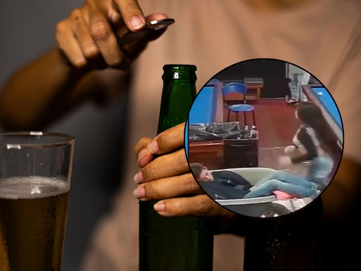 VIDEO: Mujer encuentra a su novio desmayado por alcohol en un billar, lo sube a una carretilla, le da un beso en la frente y se lo lleva a casa