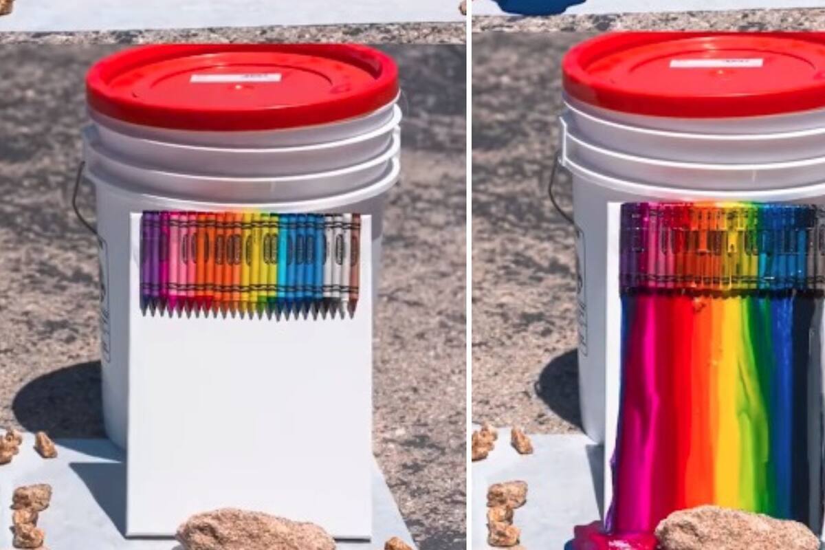 Experimento muestra crayolas derritiéndose bajo el extremo calor de Las Vegas