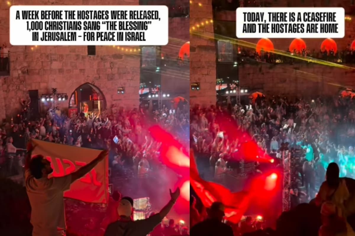 Se viraliza video en Jerusalén de más de mil cristianos alabando a Dios con “The Blessing” en un emotivo acto por la paz tras la devolución de rehenes