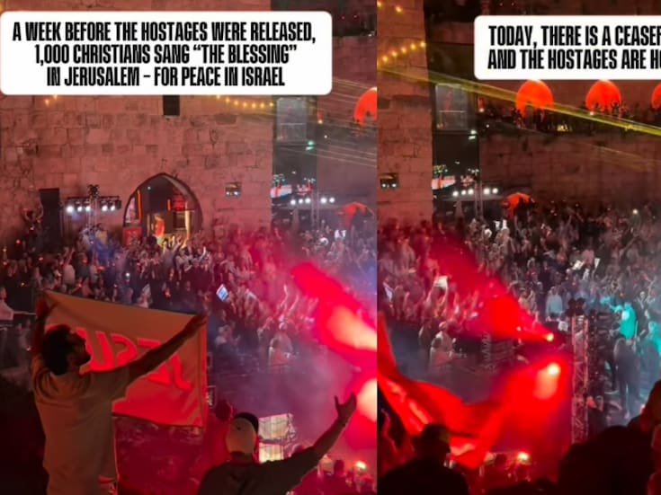 Se viraliza video en Jerusalén de más de mil cristianos alabando a Dios con “The Blessing” en un emotivo acto por la paz tras la devolución de rehenes
