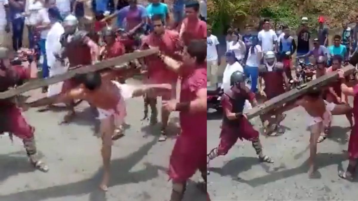 ¿Defensa divina? Se viraliza el “Jesús” que se cansó de los azotes y regresó los golpes a los soldados romanos