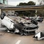 Volcadura provoca accidente en la Vía Rápida Poniente, en Zona Río