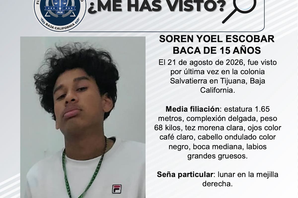 Se busca Soren Yoel Escobar Baca de 15 años