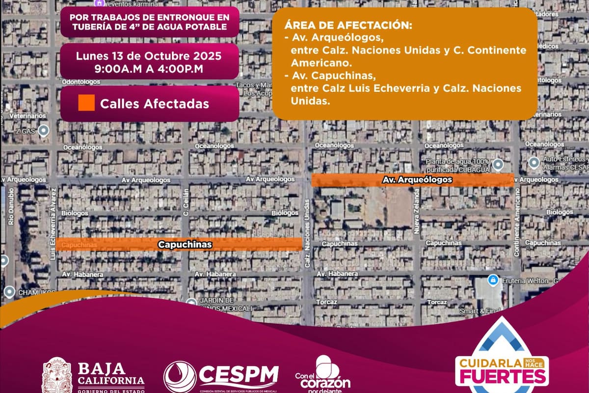 Realizarán cierre temporal de servicio de agua en Conjunto Urbano Universitario y Fracc. Las Palomas