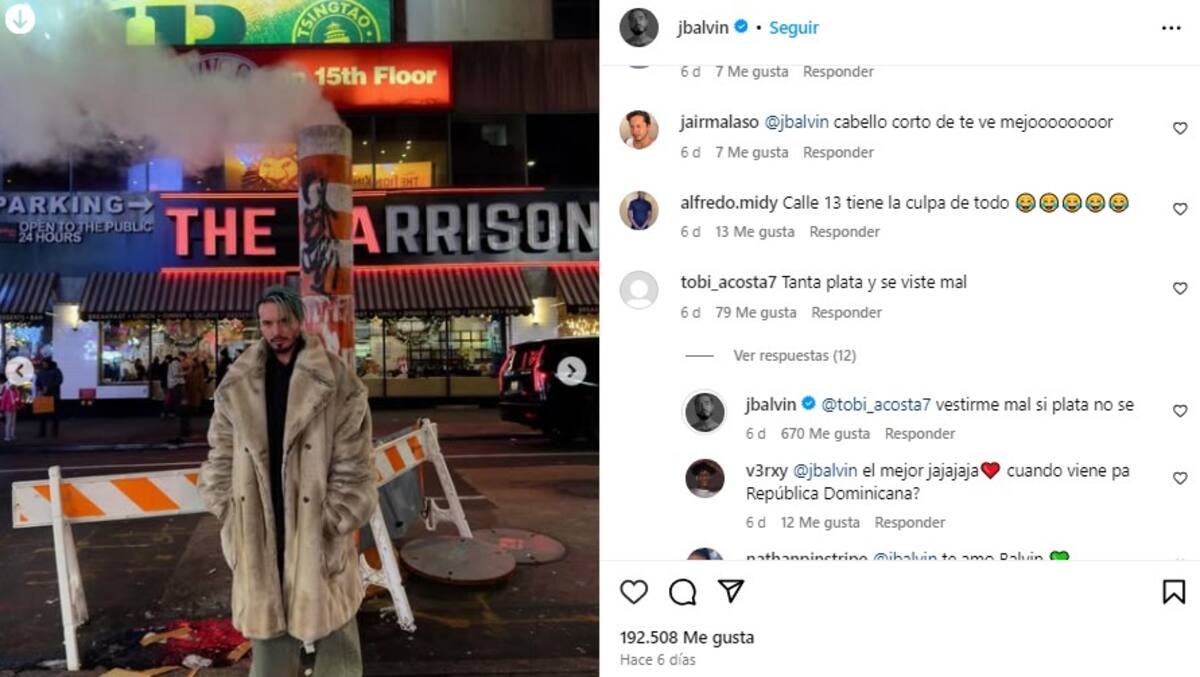 J Balvin responde a las críticas por su vestimenta / Instagram: @jbalvin