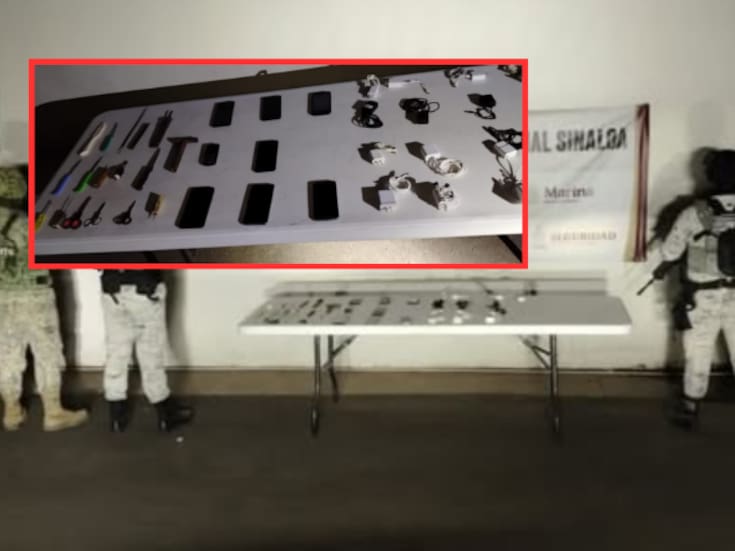 Cateo en Aguaruto este domingo: decomisan celulares, cargadores y armas hechizas durante revisión interinstitucional en Culiacán