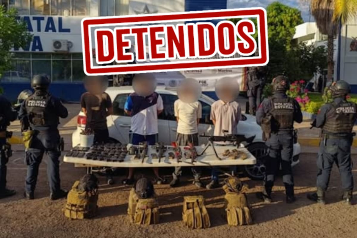 Tras operativo en Culiacán, aseguran a cuatro civiles armados con fusiles, ametralladora y equipo táctico