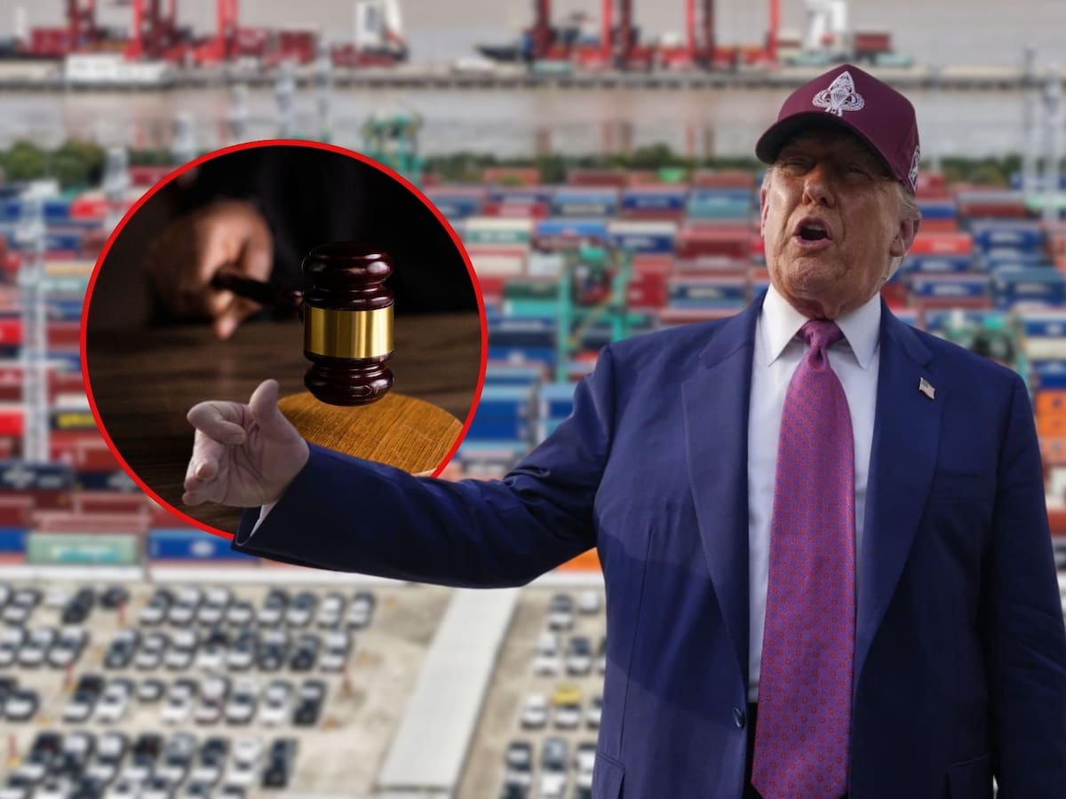 ARCHIVO. Trump celebra fallo judicial que respalda sus aranceles: “Una gran victoria para Estados Unidos”. | Crédito: AP/REUTERS/Canva