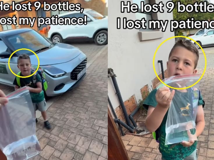 “Él perdió 9 botes, yo mi paciencia”: madre se harta y manda a su hijo con agua en bolsa Ziploc