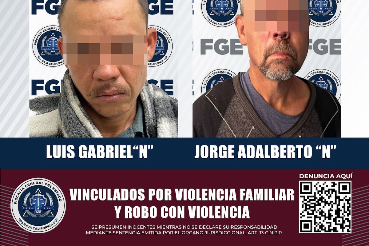 Van dos a proceso por violencia familiar y robo con violencia en el valle de Mexicali