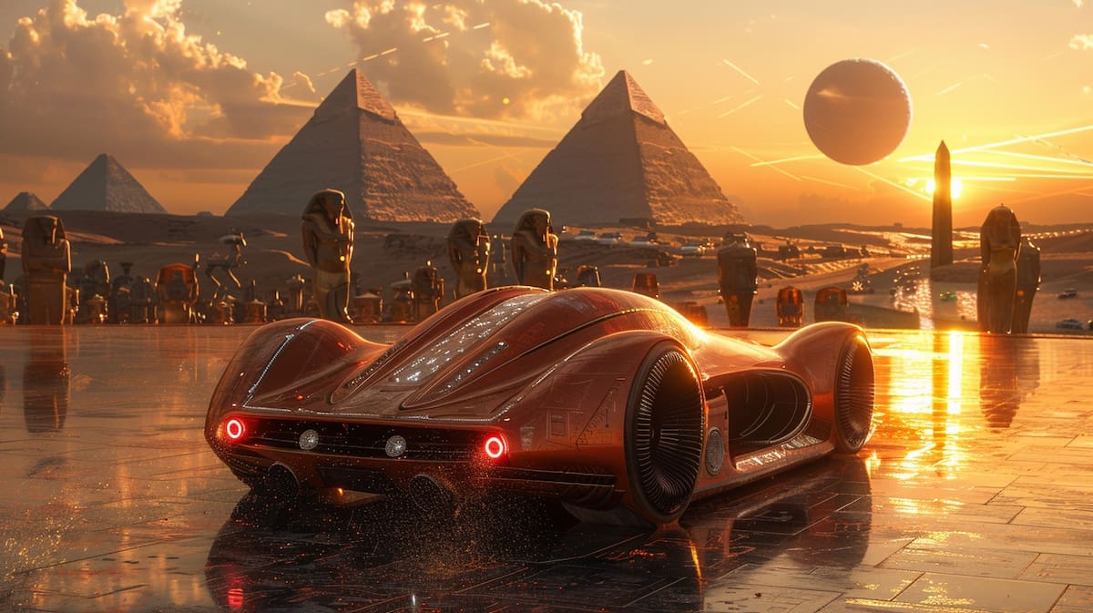 Explora la convergencia de pasado y futuro en la visión del Egipto del 2500, donde la IA de Midjourney nos sumerge en un escenario de desarrollo tecnológico y preservación cultural.