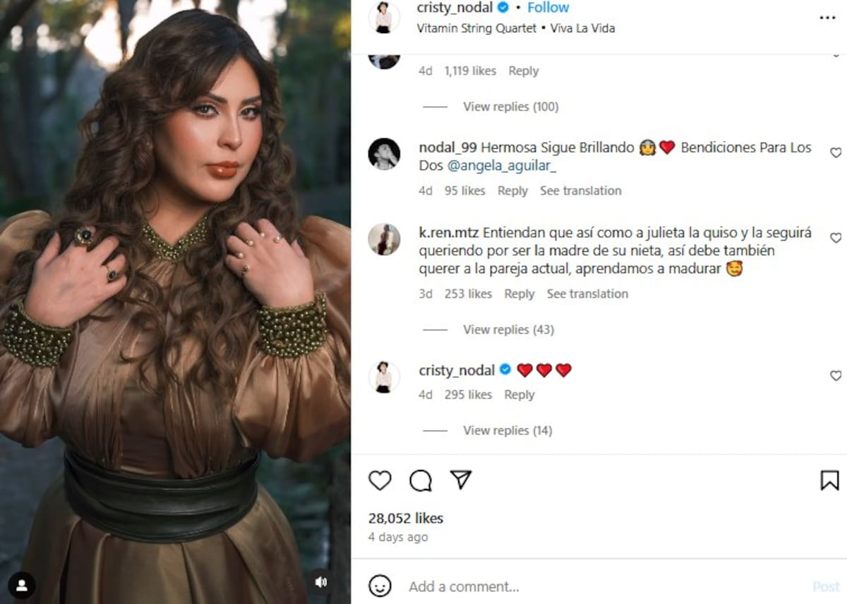 Comentario en apoyo a Cristy Nodal / Instagram: @cristy_nodal