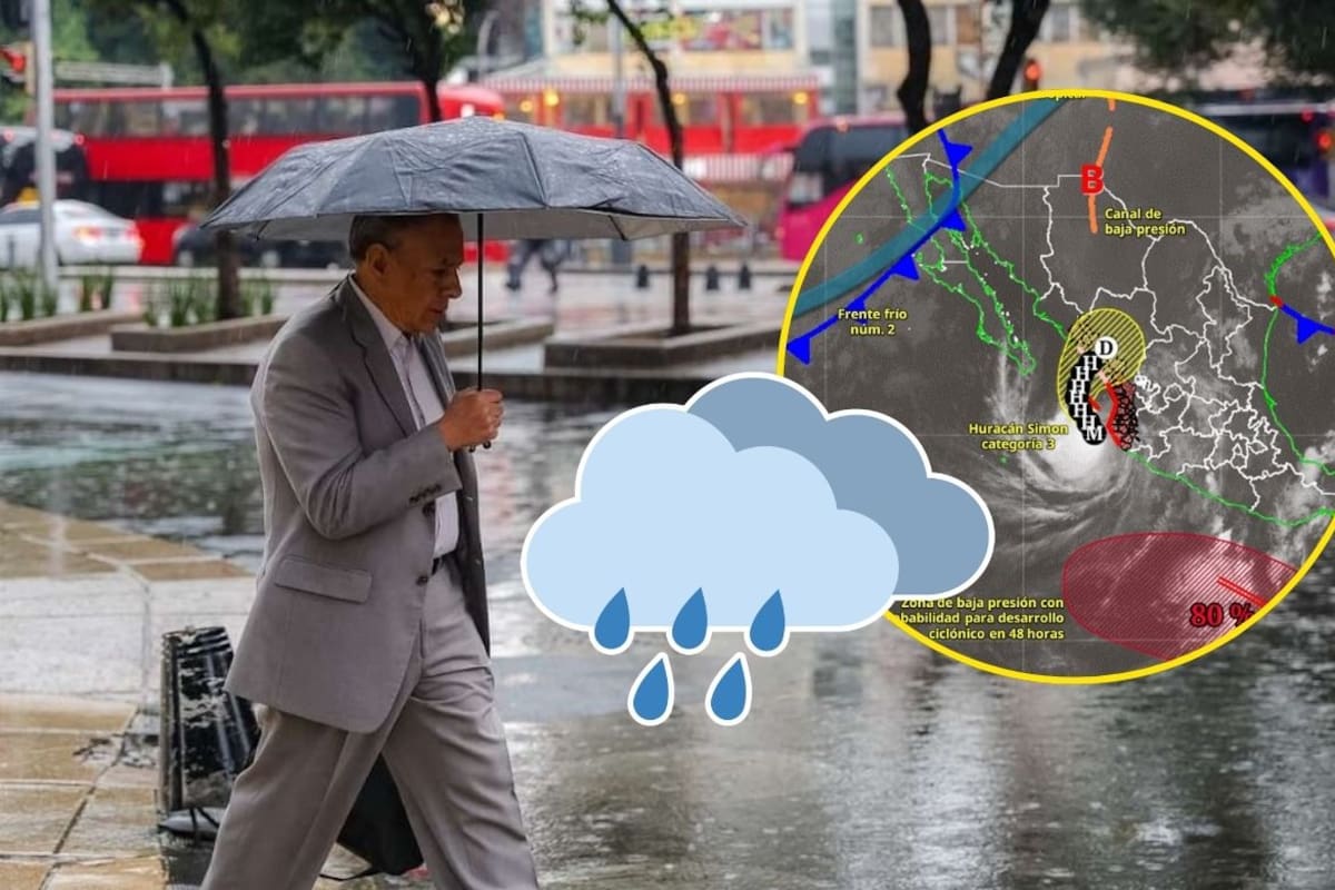 Huracán Simon provocará lluvias muy fuertes en cuatro estados; frente frío 2 afectará el norte de México