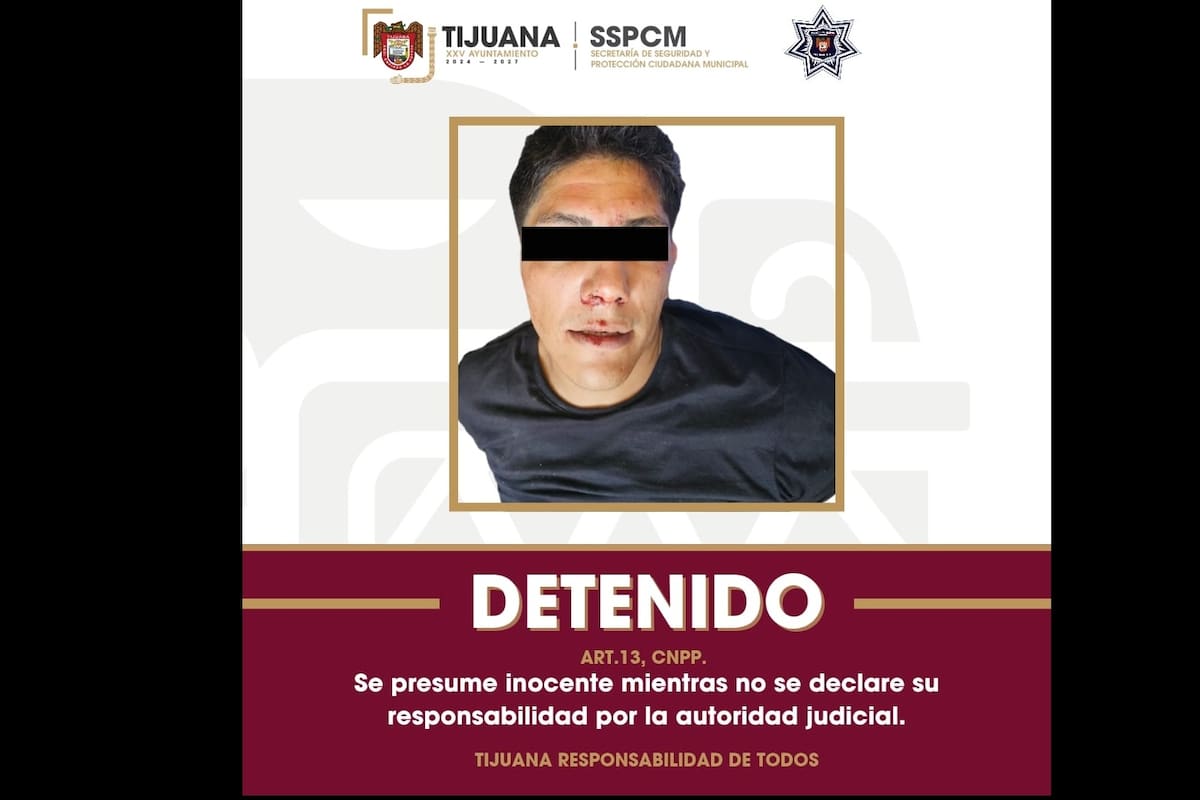 Asegura Policía Municipal de Tijuana a presunto responsable causante de persecución