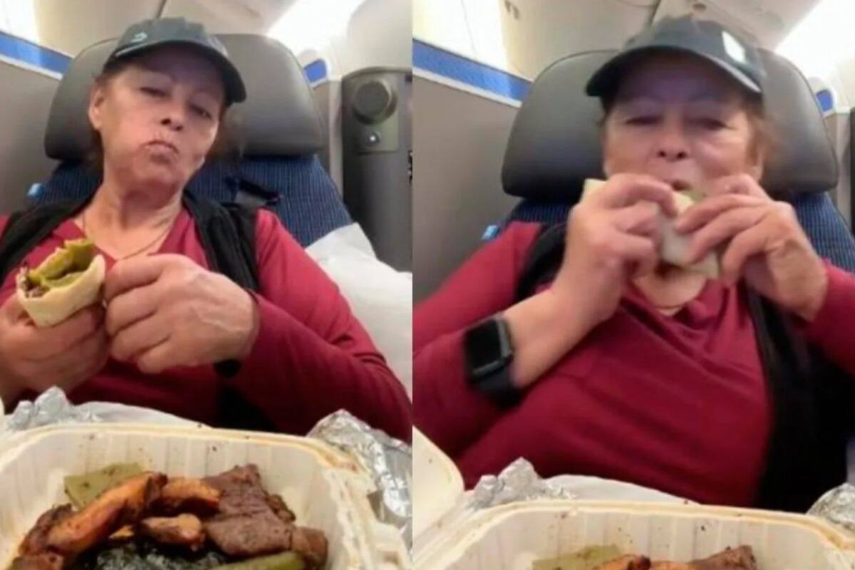 VIDEO: Mujer come tacos de carne asada en primera clase de avión y recibe críticas